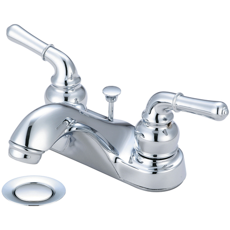 OLYMPIA FAUCETS Two Handle Bathroom Faucet, NPSM, Centerset, Polished Chrome, Spout Reach: 4.13" L-7240